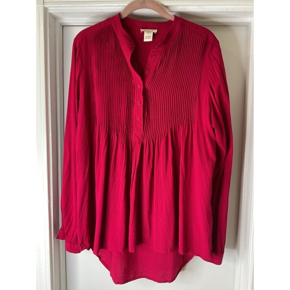 Sundance Mystic Falls Pleated Pintuck Popover Tunic Fuchsia Size S